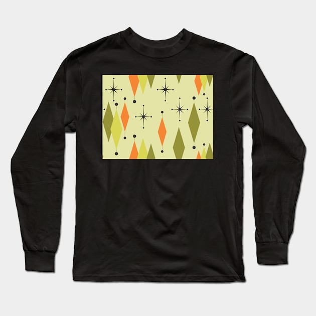 Avocado Shag Diamonds & Stars Long Sleeve T-Shirt by implexity